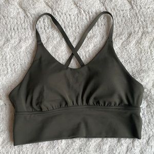 Aerie Offline Strappy Back Sports Bra, Dark Green (Olive Daze), Size Small